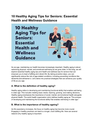 10 Healthy Aging Tips for Seniors_ Essential Health and Wellness Guidance