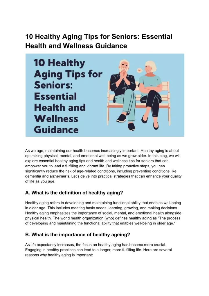 10 healthy aging tips for seniors essential