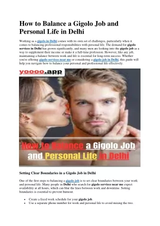 How to Balance a Gigolo Job and Personal Life in Delhi