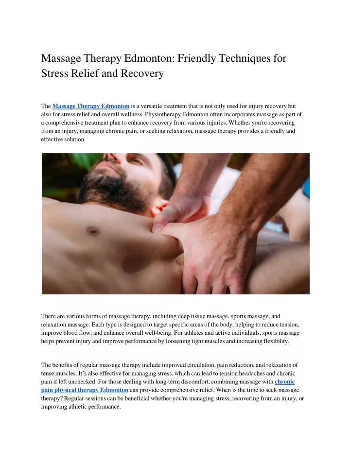 massage therapy edmonton friendly techniques