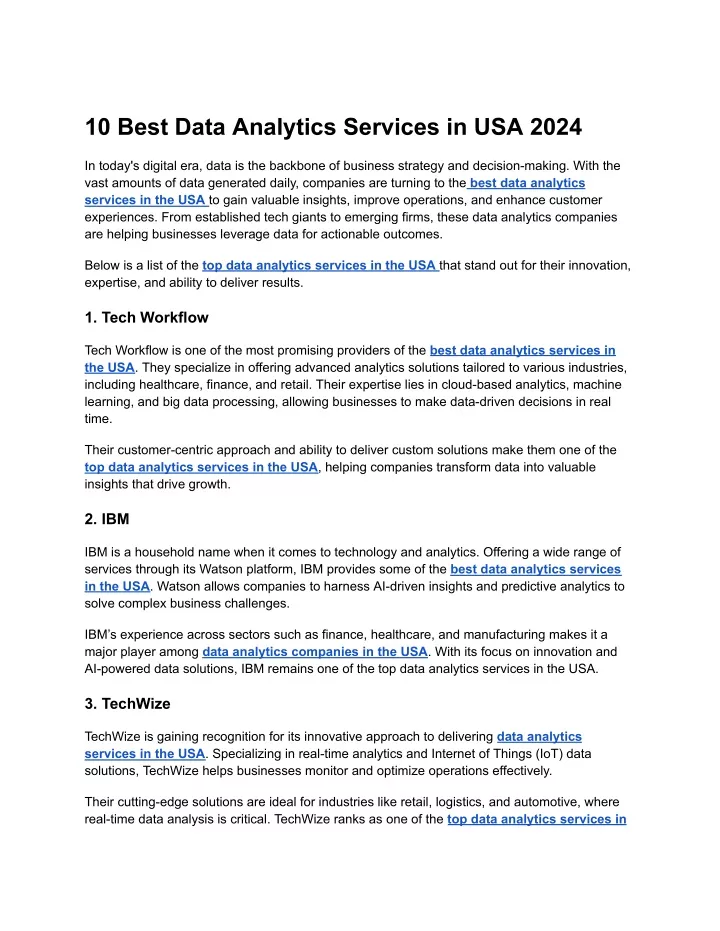 10 best data analytics services in usa 2024