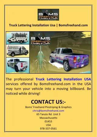 Truck Lettering Installation Usa  Bomsfreehand.com