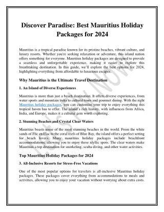 Holiday Packages