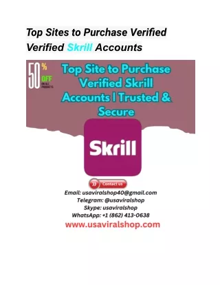 Top Sites to Purchase Verified Verified Skrill Accounts