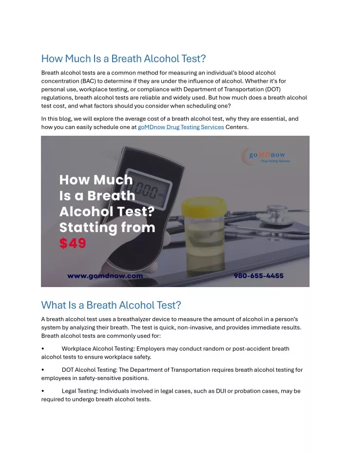 how much is a breath alcohol test