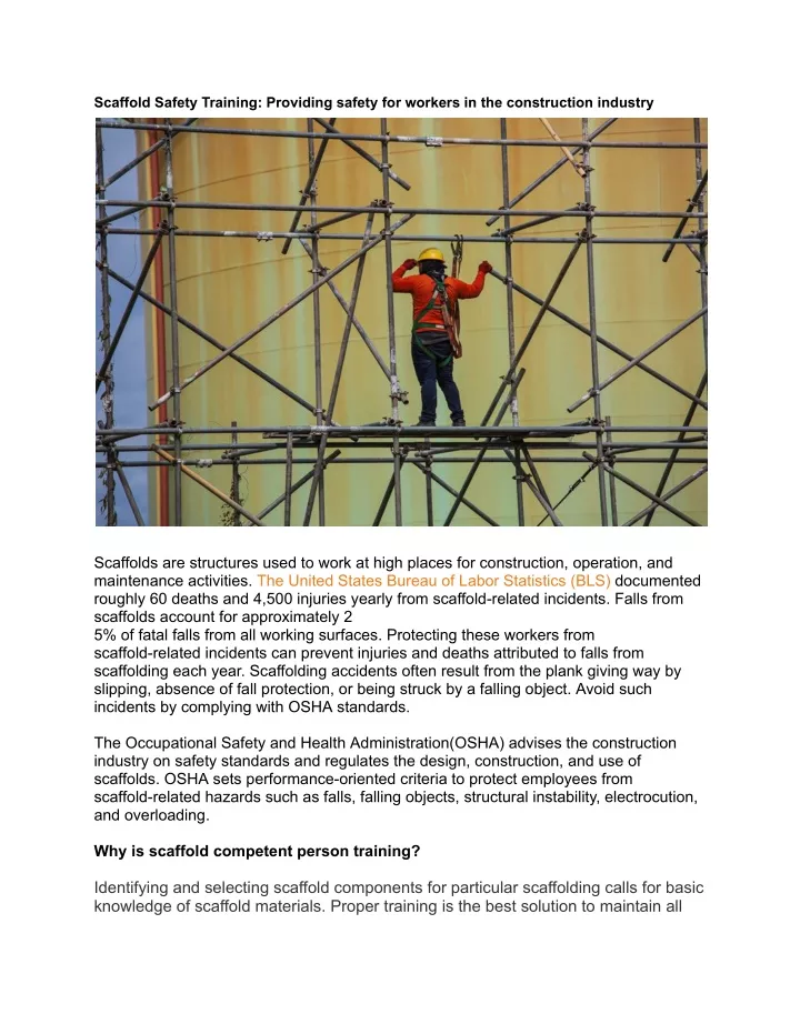 scaffold safety training providing safety