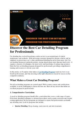 discover the best car detailing program