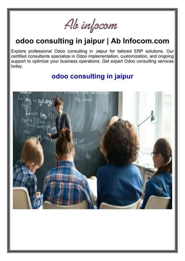 odoo consulting in jaipur ab infocom com