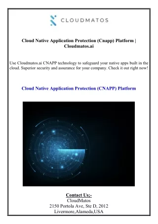Cloud Native Application Protection (Cnapp) Platform Cloudmatos.ai