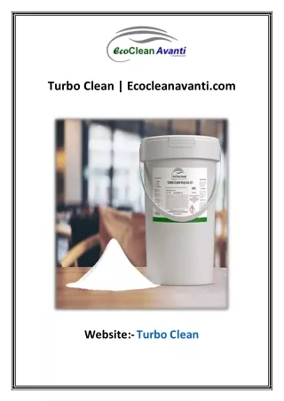 Turbo Clean Plus | Ecocleanavanti.com