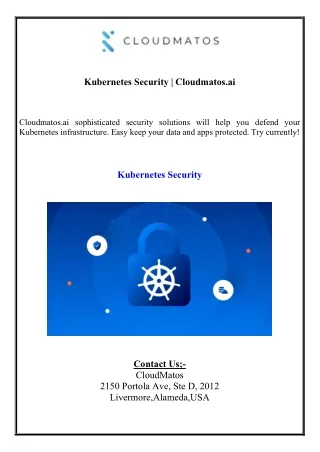 Kubernetes Security  Cloudmatos.ai