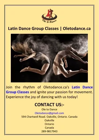 Latin Dance Group Classes  Oletodance.ca