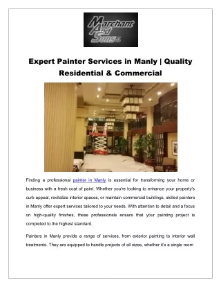 Expert Painter Services in Manly | Quality Residential & Commercial
