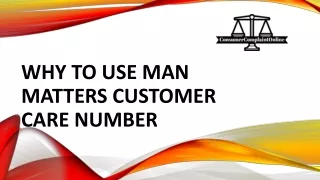 Why to Use Man Matters Customer Care Number