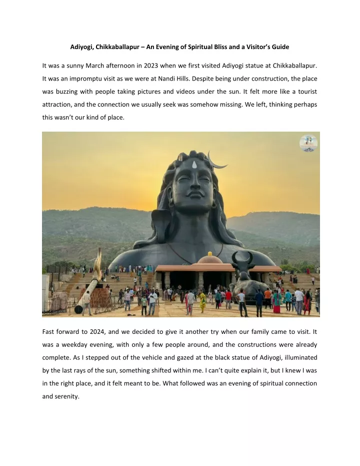 adiyogi chikkaballapur an evening of spiritual