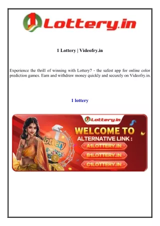 1 Lottery  Videofry.in