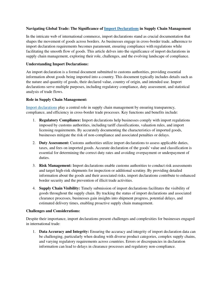 navigating global trade the significance