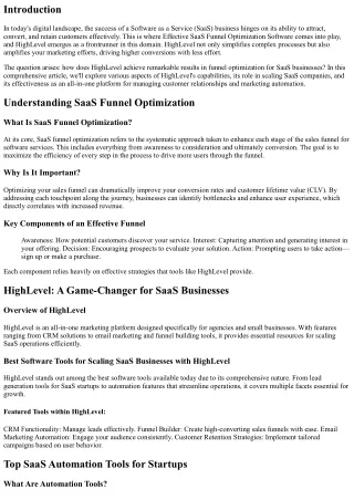 Effective SaaS Funnel Optimization Software: How HighLevel Boosts Conversions