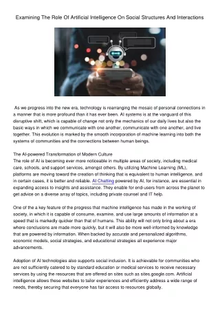 examining the role of artificial intelligence