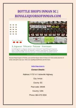 Bottle Shops Inman Sc | Royalliquorsofinman.com
