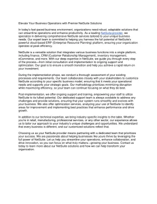 Elevate Your Business Operations with Premier NetSuite Solutions