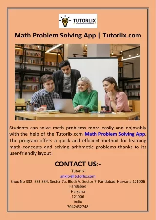 Math Problem Solving App  Tutorlix.com