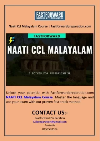 Naati Ccl Malayalam Course  Fastforwardpreparation.com