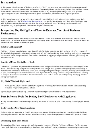 “Integrating Top GoHighLevel Tools to Enhance Your SaaS Business Performance”