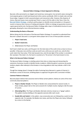 baccarat pattern strategy a smart approach