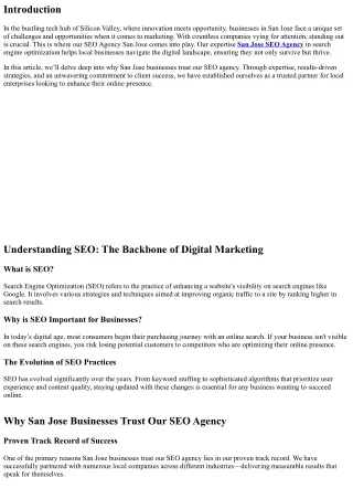 Why San Jose Businesses Trust Our SEO Agency