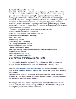 Buy Verified TransferWise Accounts