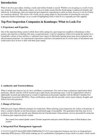 Top Pest Inspection Companies in Kamloops: What to Look For