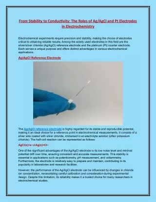 From Stability to Conductivity The Roles of AgAgCl and Pt Electrodes in Electrochemistry