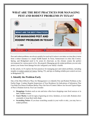 what are the best practices for managing pest