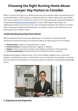 Choosing the Right Nursing Home Abuse Lawyer Key Factors to Consider