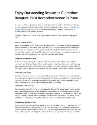 Enjoy Outstanding Beauty at Gulmohor Banquet Best Reception Venue in Pune