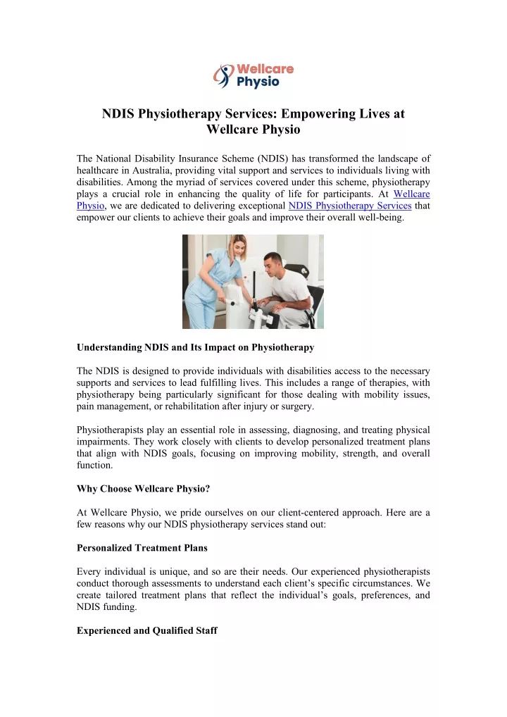 ndis physiotherapy services empowering lives