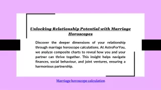 Unlocking Relationship Potential with Marriage Horoscopes