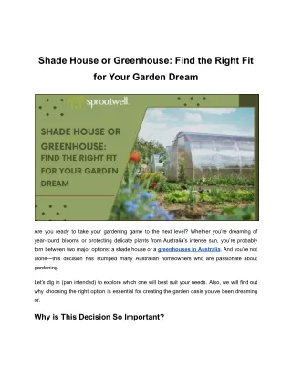 Shade House or Greenhouse_ Find the Right Fit for Your Garden Dream