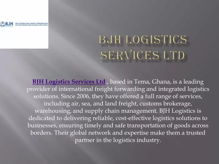 bjh logistics services ltd based in tema ghana