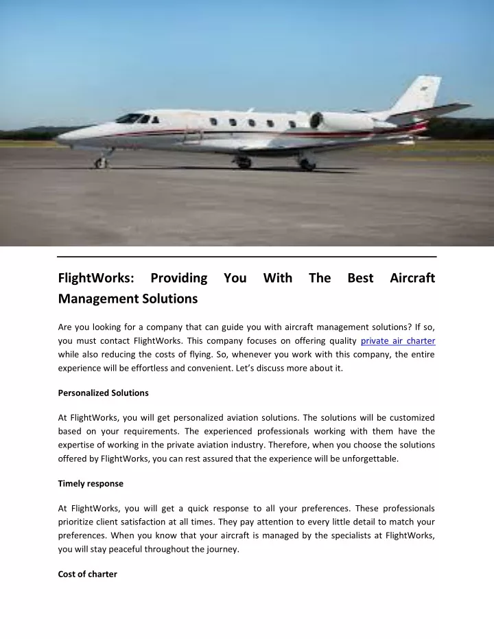 flightworks providing you with the best aircraft