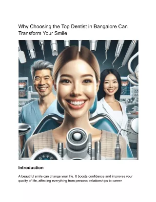 why choosing the top dentist in bangalore