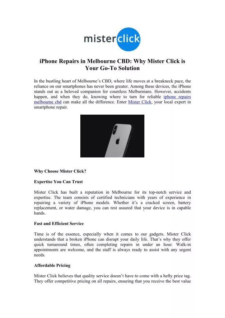 iphone repairs in melbourne cbd why mister click