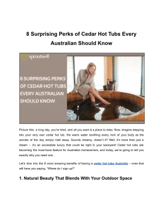 8 Surprising Perks of Cedar Hot Tubs Every Australian Should Know
