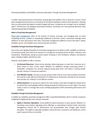 Achieving Scalability and Flexibility in Business Operations Through Cloud Data Management