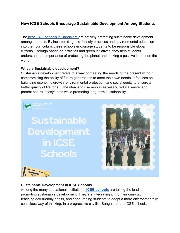 how icse schools encourage sustainable