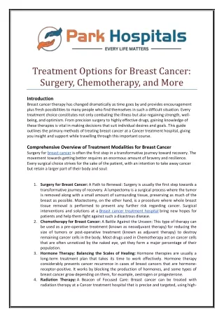 Treatment Options for Breast Cancer: Surgery, Chemotherapy, and More