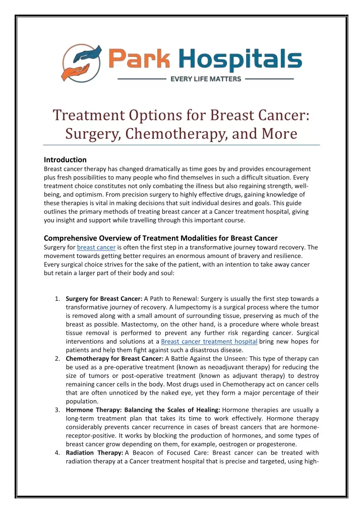 treatment options for breast cancer surgery