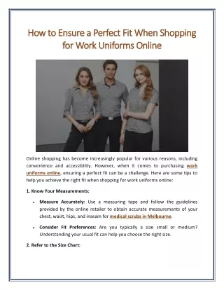 How to Ensure a Perfect Fit When Shopping for Work Uniforms Online