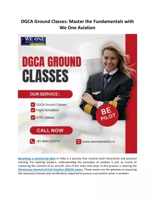 DGCA Ground Classes Master the Fundamentals with We One Aviation